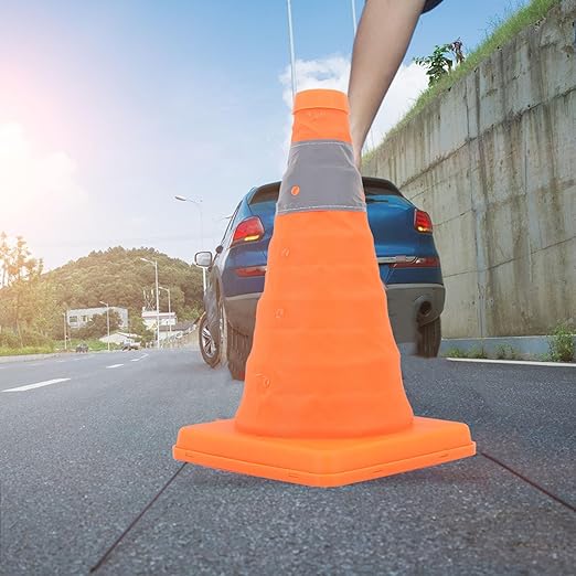 Cono de Seguridad Plegable 28” Naranja con Cinta Reflectiva